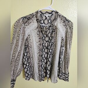 Joie Black and White Snake Print Blouse